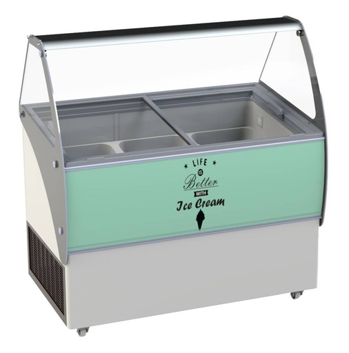 Speiseisvitrine Bali, 9 x 5 L, 1192 x 825 x 1257 mm, weiß