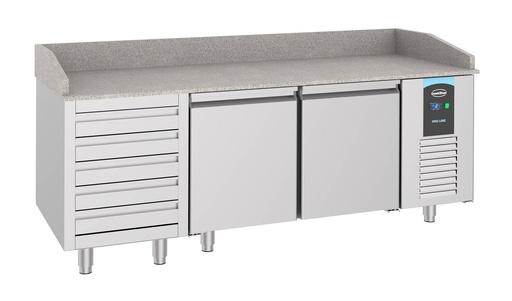 Pizzatisch mit 2 aus Edelstahl, 2100 x 800 x 1080 mm