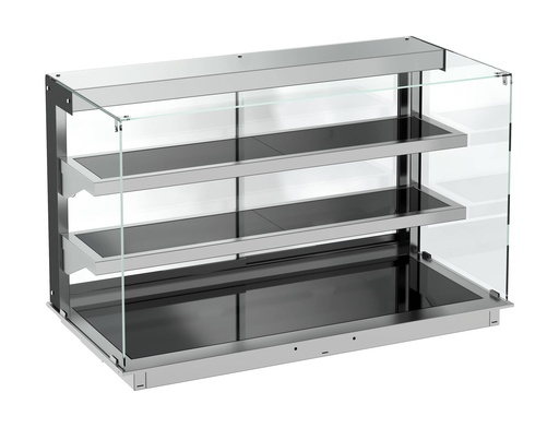 Einbauwärmevitrine Keramik Eckig aus Edelstahl, schwarz