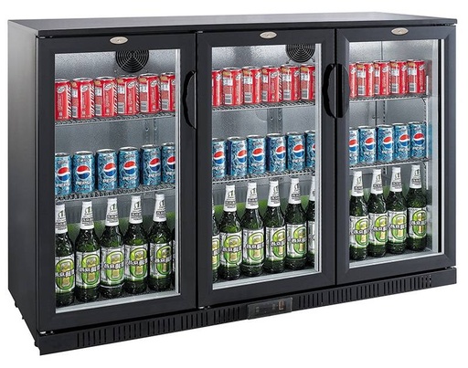Barkühler 3 Türen, 1350 x 520 x 900 mm, 330 L, schwarz