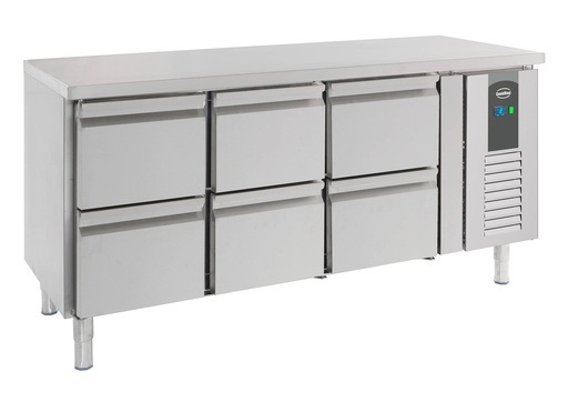 700 Kühltisch 6 aus Edelstahl, 1795 x 700 x 850 mm