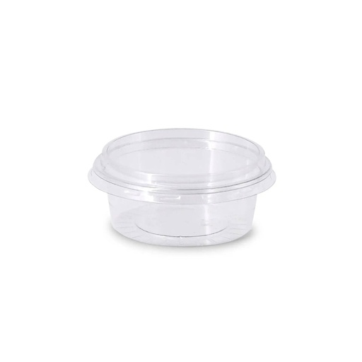 Dressingbecher PLA Ø70 mm/80 ml – 2.000 Stück mit Deckel rPET / Transparent / 1000 Stk.