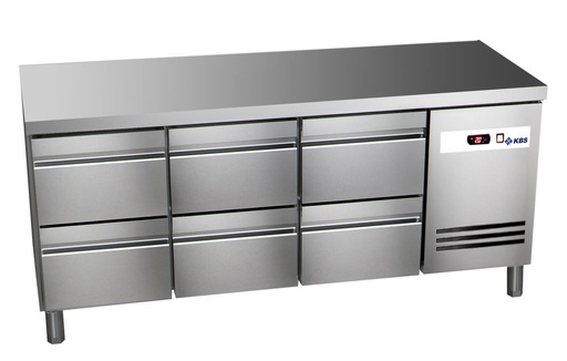 KBS Kühltisch Ready KT3106 mit Arbeitsplatte 6 halbe Schubladen