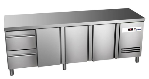 KBS Kühltisch Ready KT4102 mit Arbeitsplatte 3 Türen 2 halbe Schublade