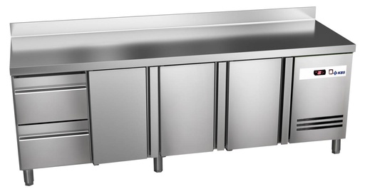 KBS Kühltisch Ready KT4602 mit Arbeitsplatte 3 Türen, 2 halbe Schubladen