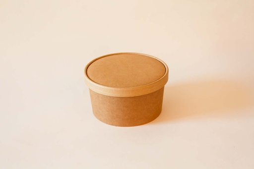 Karton Schale Ø150mm / 1000ml Braun, 300 Stk. Hartpapier / mit Pappdeckel / 300 Stk.