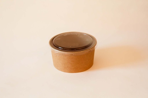 Karton Schale Ø150mm / 1000ml Braun, 300 Stk. Hartpapier / mit PLA Deckel / 300 Stk.
