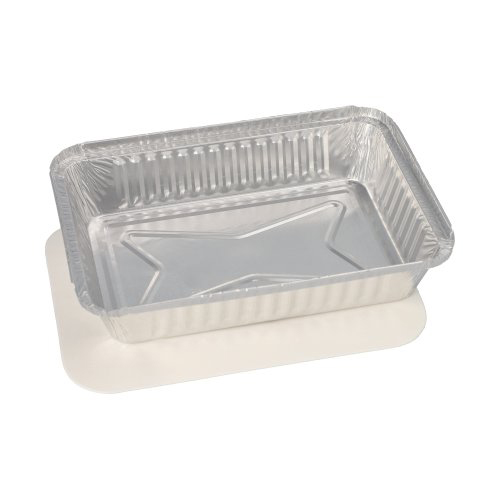 5 Schalen, Alu + Einlegedeckel, PE-beschichtet eckig 0,8 L 4 cm x 15 cm x 21,4 cm
