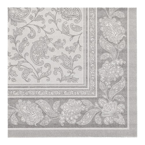 20 Servietten "ROYAL Collection" 1/4-Falz 40 cm x 40 cm grau "Ornaments"