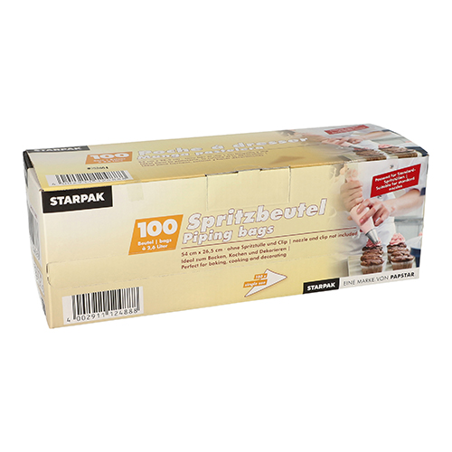 12 x 100 Spritzbeutel 2,6 l 54 cm x 26,5 cm transparent