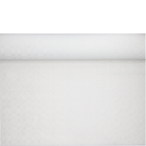 5 x Papiertischtuch mit Damastprägung 50 m x 1 m weiss