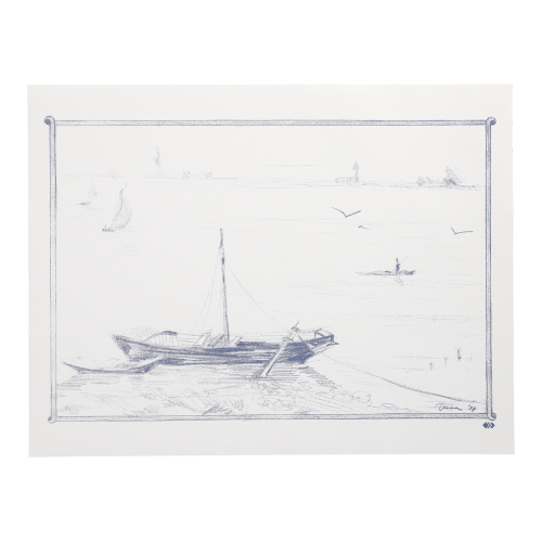 10 x 100 Tischsets, Papier 30 cm x 40 cm weiss "Ruderboot"
