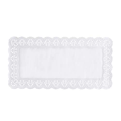 6 Spitzenpapiere eckig 40 cm x 20 cm weiss