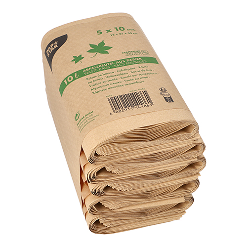 50 Abfallbeutel Kraftpapier 10 L 35 cm x 21 cm x 15 cm braun