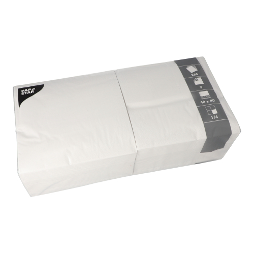 250 Servietten, 3-lagig 1/4-Falz 40 cm x 40 cm weiss