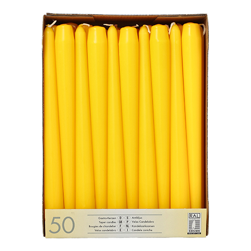 50 Leuchterkerzen Ø 2,2 cm · 25 cm gelb