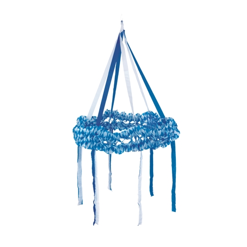 5 x Dekokranz, Papier Ø 75 cm "Bayrisch Blau" schwer entflammbar