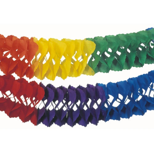 5 x Großraumgirlande, Papier Ø 25 cm · 10 m "Rainbow" schwer entflammbar