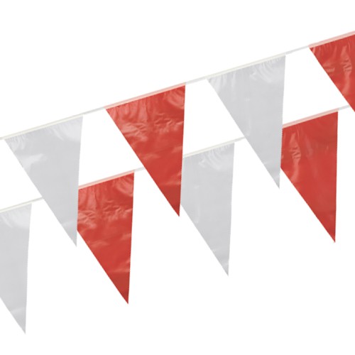 5 x Wimpelkette, Folie 10 m rot/weiss wetterfest