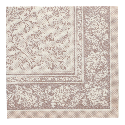 50 Servietten "ROYAL Collection" 1/4-Falz 40 cm x 40 cm mocca "Ornaments"