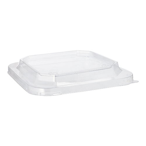 4 x 25 Deckel für Lunchboxen PET eckig 2,5 cm x 18 cm x 18 cm transparent