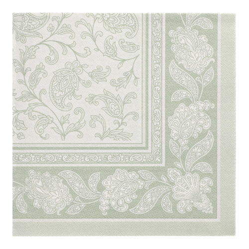 50 Servietten "ROYAL Collection" 1/4-Falz 40 cm x 40 cm jadegrün "Ornaments"