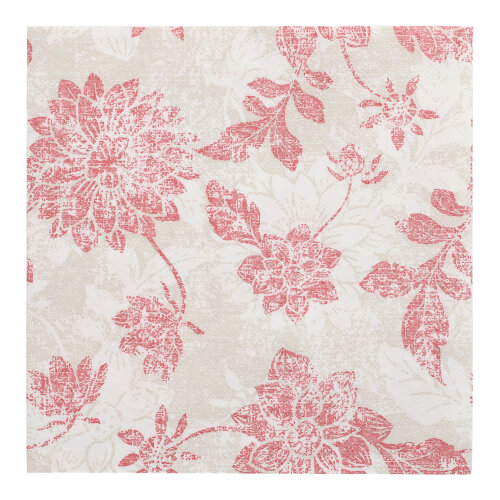 50 Servietten "ROYAL Collection" 1/4-Falz 40 cm x 40 cm bordeaux "Flowers"