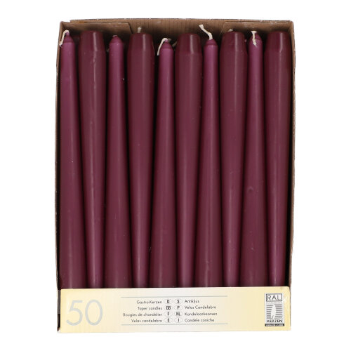 50 Leuchterkerzen Ø 2,2 cm · 25 cm violett