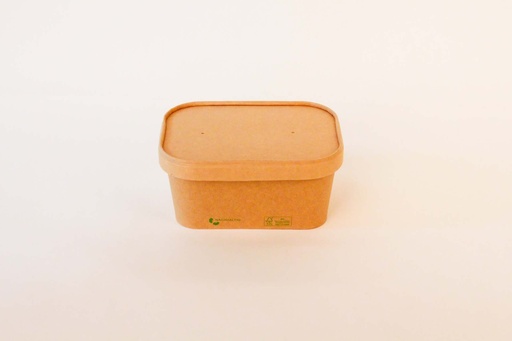 Rechteckschale 172x120x75mm / 1000ml Braun, 300 Stk. Hartpapier / mit Pappdeckel / 300 Stk.