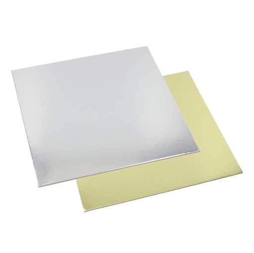 25 Tortenplatten eckig 0,3 cm x 28 cm x 28 cm gold/silber