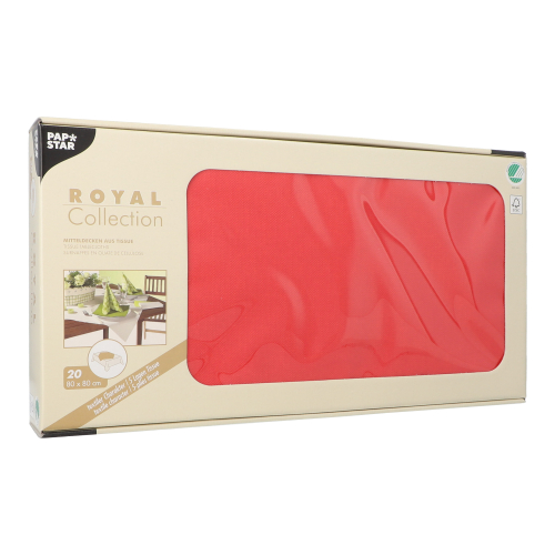 5 x 20 Mitteldecken, Tissue "ROYAL Collection" 80 cm x 80 cm rot