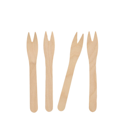 8 x 500 Snack-Gabeln, Holz "pure" 12,1 cm