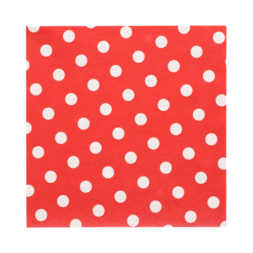 30 Servietten, 3-lagig 1/4-Falz 33 cm x 33 cm rot "Dots"