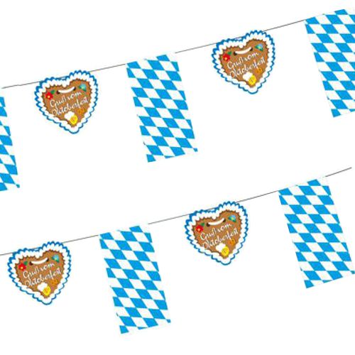 Flaggenkette, Papier 4 m "Gruß vom Oktoberfest"