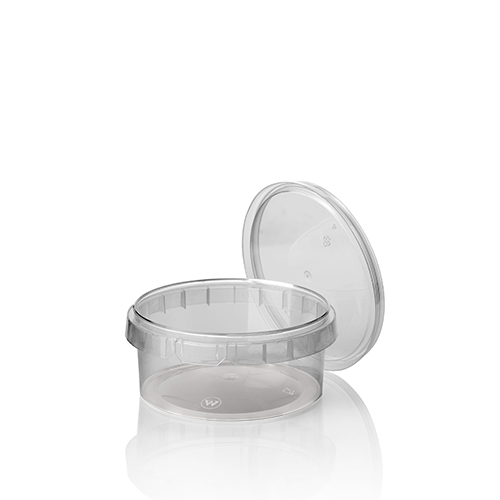 7 x 50 Feinkostbecher, PP 300 ml Ø 11,8 cm · 5,1 cm transparent mit Originalitätsverschluss