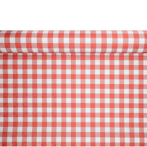 5 x Papiertischtuch mit Damastprägung 50 m x 1 m rot "Vichy Karo"