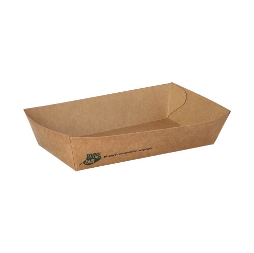 6 x 80 Snacktrays, Pappe "pure" 3,8 cm x 8,5 cm x 15,5 cm braun "100% Fair" groß