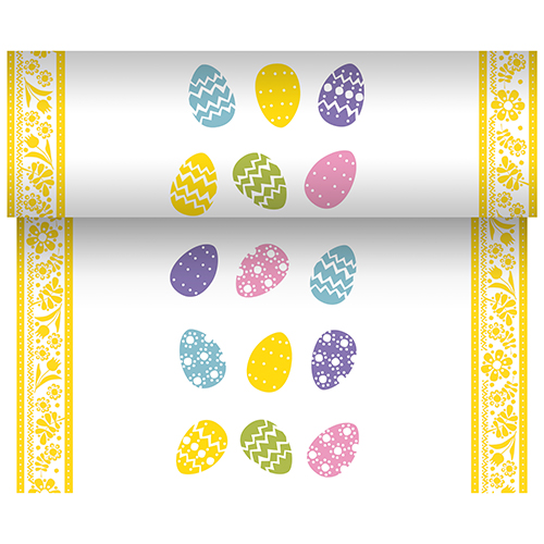 6 x Tischläufer, stoffähnlich, Airlaid 24 m x 40 cm "Coloured Eggs"