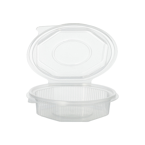 10 x 50 Verpackungsbecher mit Klappdeckeln, PP 8-eckig 250 ml 2,8 cm x 11 cm x 11 cm transparent