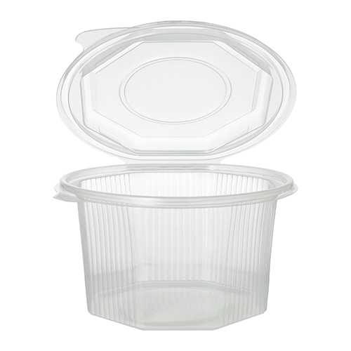 6 x 50 Verpackungsbecher mit Klappdeckeln, PP 8-eckig 1 l 8,3 cm x 13 cm x 13 cm transparent