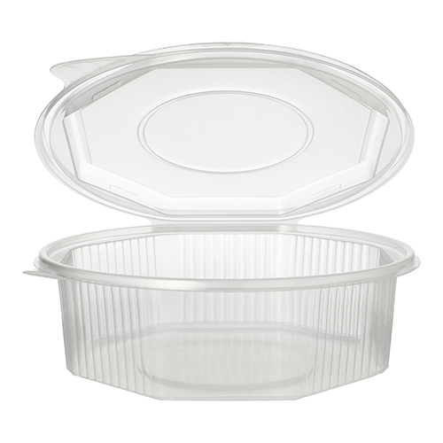 4 x 25 Verpackungsbecher mit Klappdeckeln, PP 8-eckig 1,5 l 5,9 cm x 18 cm x 18 cm transparent