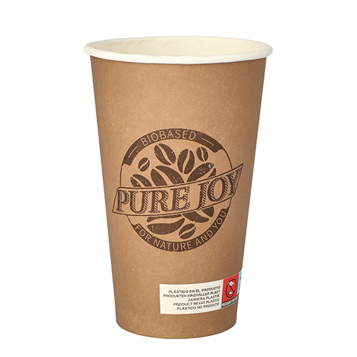 50 Trinkbecher, Pappe 0,4 L Ø 9 cm · 13,9 cm braun "Pure Joy"