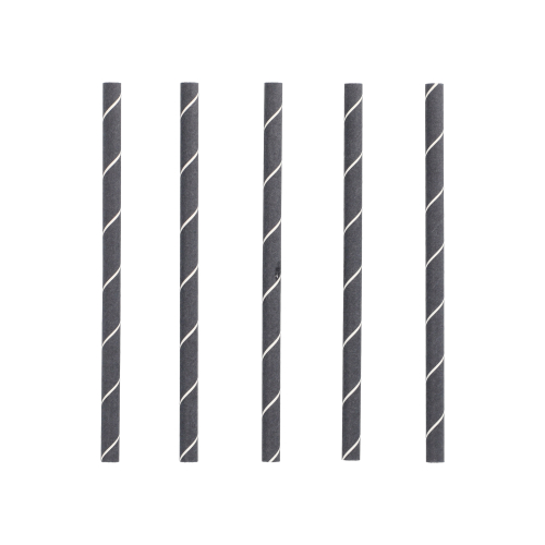 16 x 250 Cocktail Trinkhalme, Papier Ø 7 mm · 15 cm schwarz/weiss "Stripes"