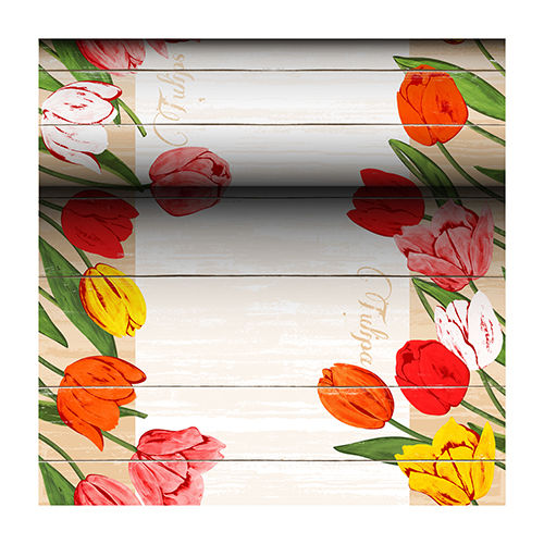 6 x Tischläufer, stoffähnlich, Airlaid 24 m x 40 cm "Blooming Tulips"