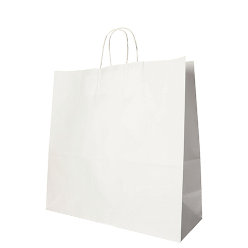 10 x 25 Tragetaschen, Papier 35 cm x 35 cm x 14 cm weiss mit gedrehtem Tragegriff