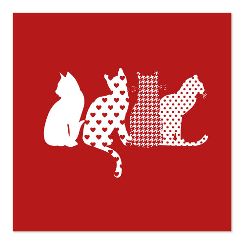 10 x 20 Servietten, 3-lagig 1/4-Falz 33 cm x 33 cm rot "Cats"