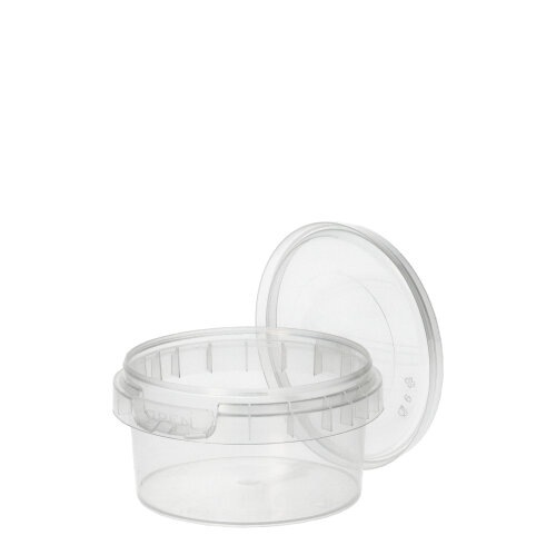 20 x 50 Feinkostbecher, PP rund 80 ml Ø 6,9 cm · 3,65 cm transparent mit Originalitätsverschluss