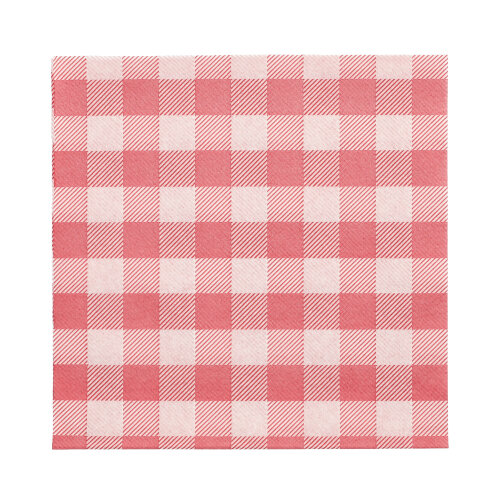 100 Servietten, 1-lagig 1/4-Falz 33 cm x 33 cm rot/weiss "Vichy Karo"