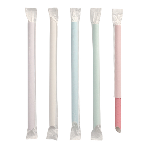 6 x 200 Bubble Tea Halme Papier Ø 12 mm · 20 cm farbig sortiert einzeln gehüllt, einseitig spitz