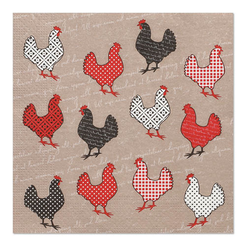 20 Servietten, 3-lagig 1/4-Falz 33 cm x 33 cm "Cocotte"